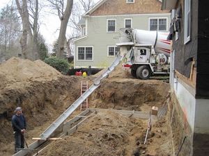 Cement footings pour w truck