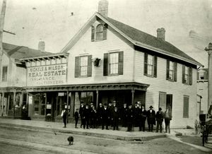 Voting at Theo. Fremd Meat Market 1904 (88 Purchase Street) Now Twinkle Toe's. This building is still standing.