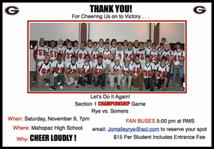 Garnet Football Fan Buses For Saturday Game vs. Somers