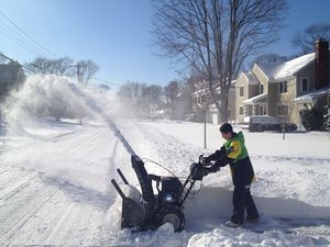 Snow storm snowblowing small