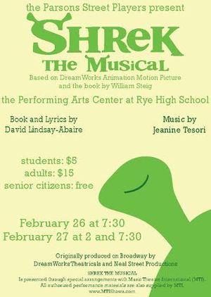 Ogre Shrek Sings at Rye High Friday and Saturday