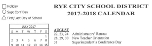 Rye Schools Publish 2017-2018 Calendar