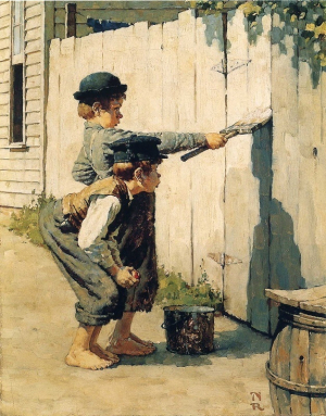 Tom Sawyer - Whitewash - by Rockwell