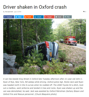 Rye Driver OK After Totaling Car on Maine Roadway