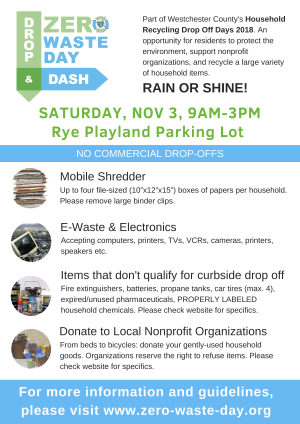 Zero Waste Day – Recycling Event this Saturday, November 3rd at Rye Playland