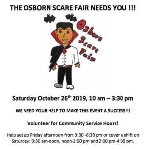 Osborn Scare Fair is Saturday, 10am – 3:30pm