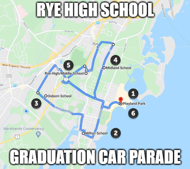 Rye High Class of 2020 Map Graduation Car Parade Update v2 meme 05-13-2020