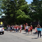 Midland School Graduation Car Parade June 2020 Teachers in Front of Midland School