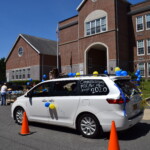 Milton School Graduation Car Parade June 2020 Van in front of Milton School