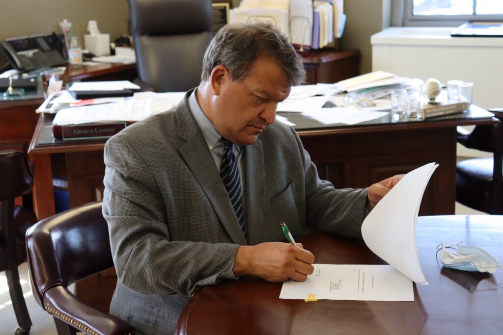 George Latimer in office signing term limit legislation July 15, 2020