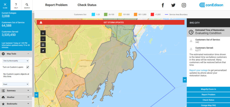 ConEd outages Tuesday PM 08-04-2020