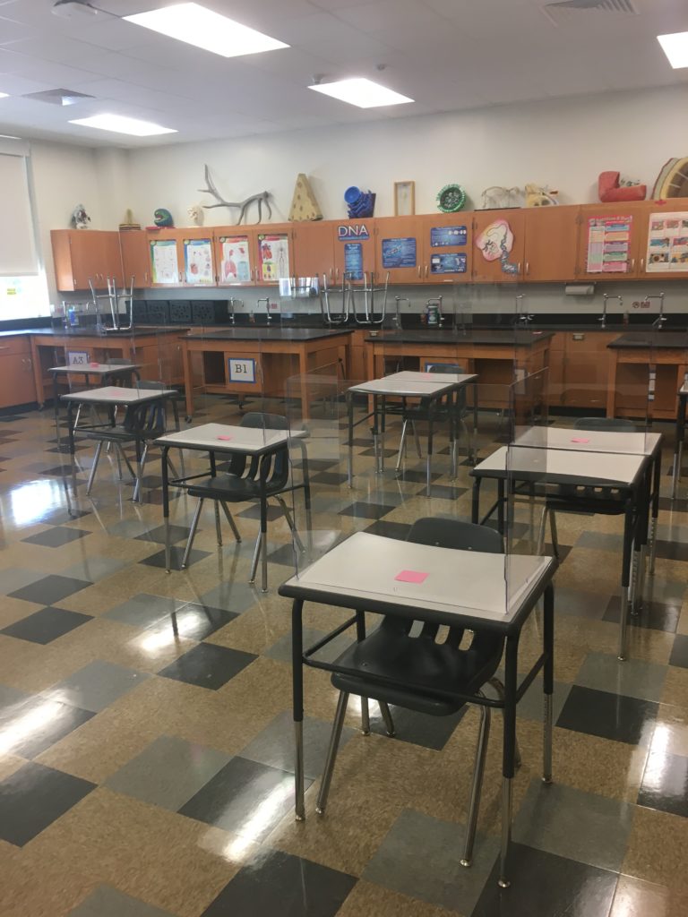 Rye schools polycarbonate desk dividers