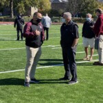 Harrison Football Coach Jay Ciraco with Rye Football Coach Dino Garr