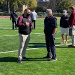 Harrison Football Coach Jay Ciraco with Rye Football Coach Dino Garr