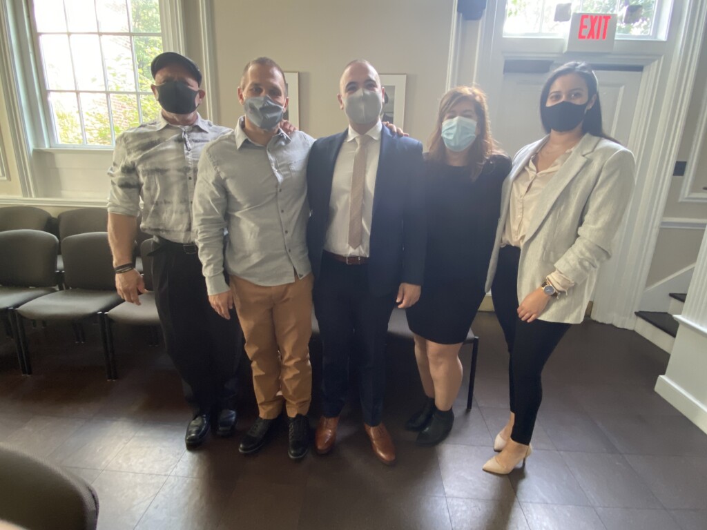 Rye Police Officer Nicholas "Nikko" DiDomizio with his family at his swearing in - Rye City Hall October 19, 2020