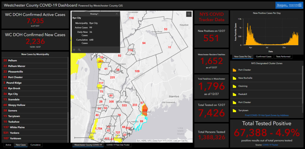 Westchester - Rye NY COVID dashboard 12-28-2020