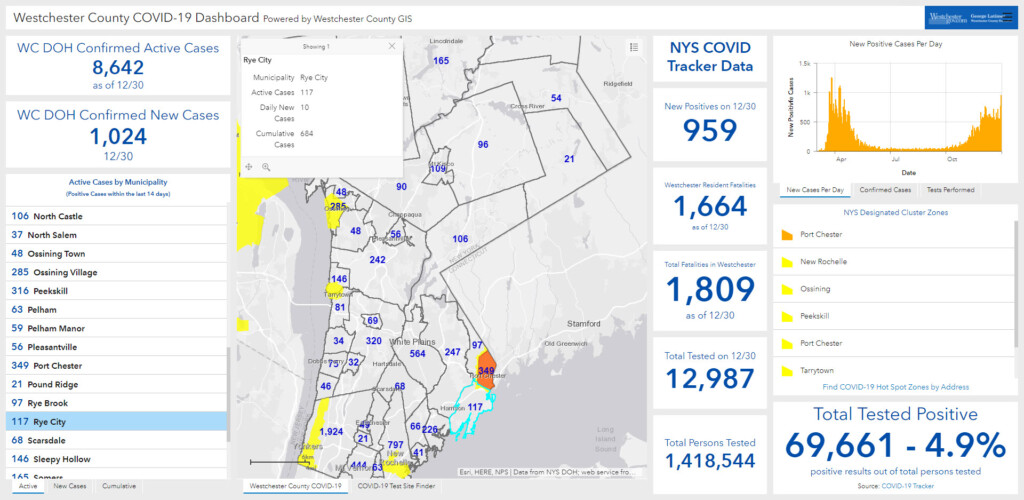 Westchester - Rye NY COVID dashboard 12-31-2020