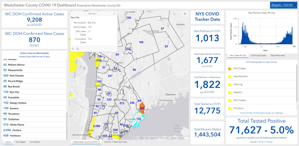 Westchester - Rye NY COVID dashboard 01-02-2021