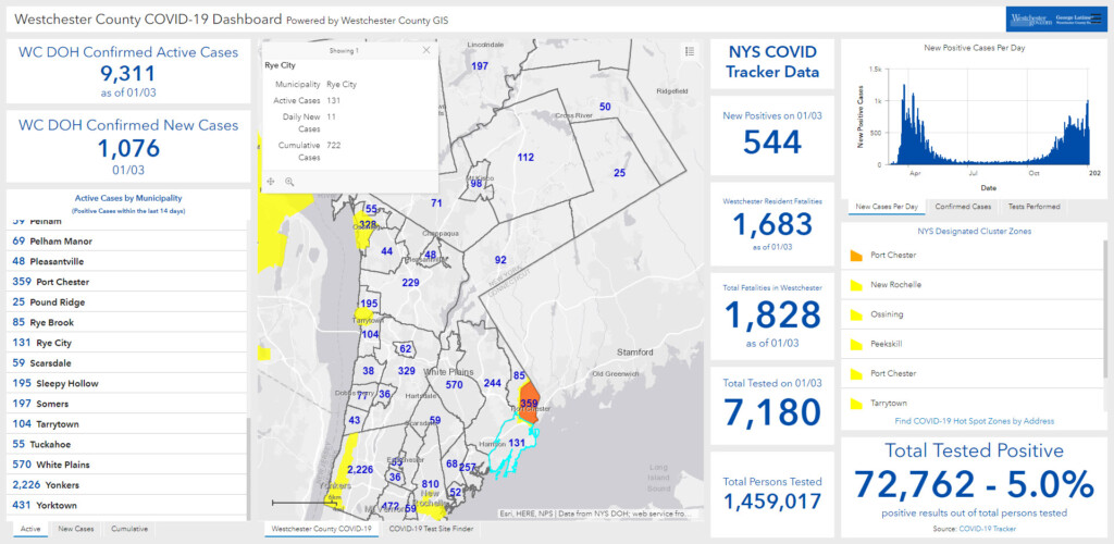 Westchester - Rye NY COVID dashboard 01-04-2021