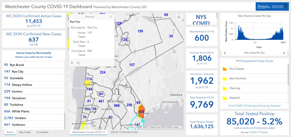 Westchester - Rye NY COVID dashboard 01-19-2021