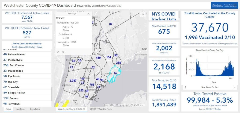 Westchester - Rye NY COVID dashboard 02-11-2021