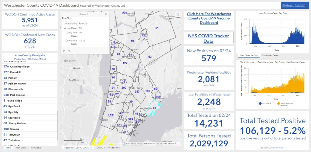 Westchester - Rye NY COVID dashboard 02-25-2021