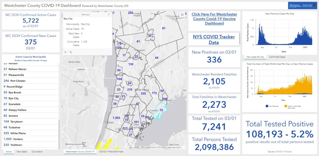 Westchester - Rye NY COVID dashboard 03-02-2021