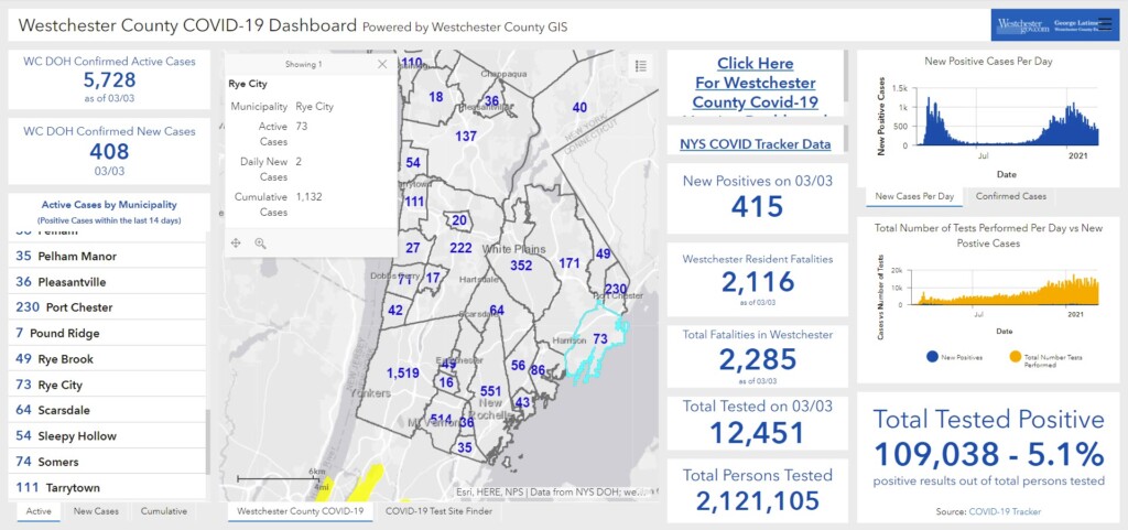 Westchester - Rye NY COVID dashboard 03-04-2021