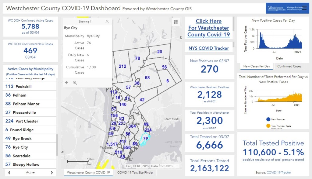 Westchester - Rye NY COVID dashboard 03-08-2021