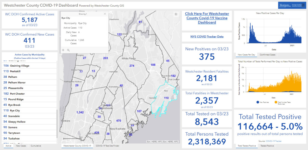 Westchester - Rye NY COVID dashboard 03-24-2021