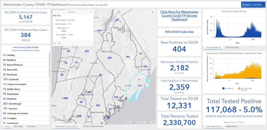 Westchester - Rye NY COVID dashboard 03-25-2021