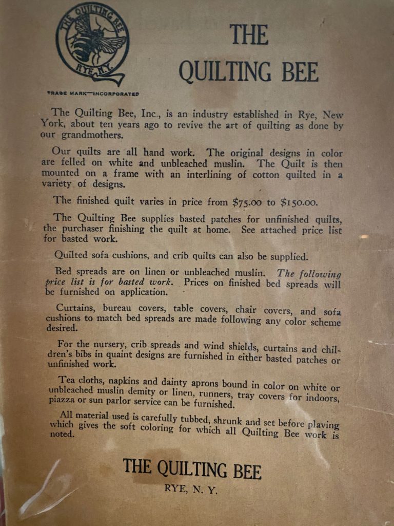 Papers from Our Past. The Quilting Bee, Inc. Rye, NY