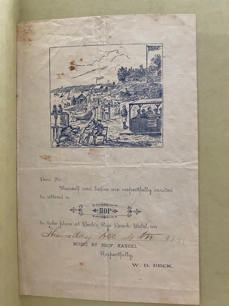 Invitation to a Hop at Rye Beach Hotel 1881