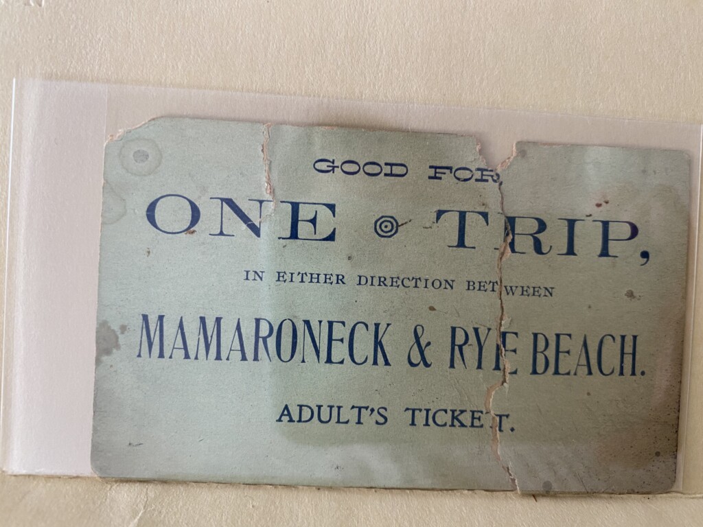 Ticket for the trolley ride between Mamaroneck & Rye Beach