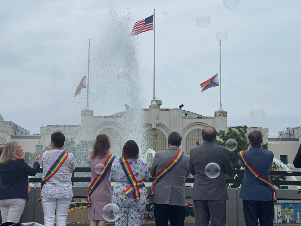 Pride flag raising at Rye Playland on Friday, June 4, 2021