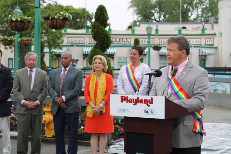 Pride flag raising at Rye Playland on Friday, June 4, 2021