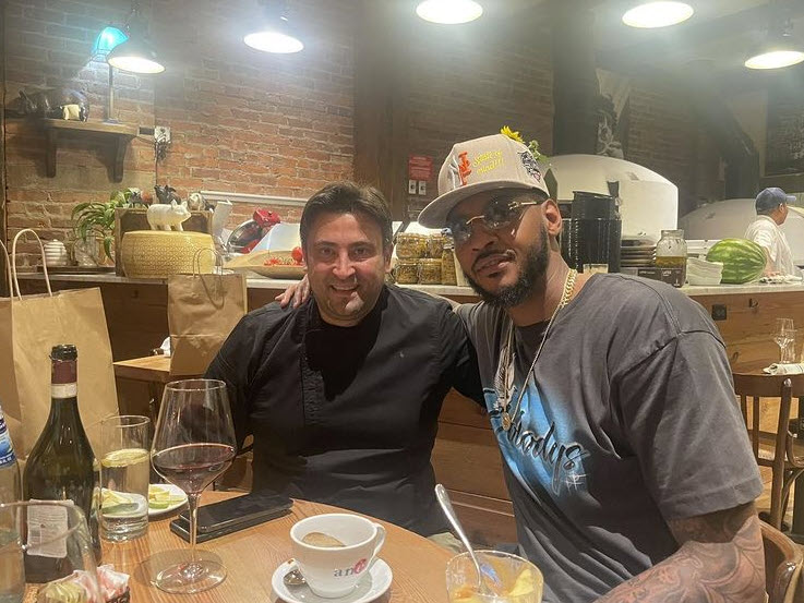 Carmelo Anthony at Rafele Rye with Raffaele Ronca, executive chef