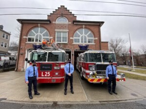 Rye firefighters Joseph Tolve, Kevin Ramsey and Salvatore Inguanti on March 1, 2021 at Rye FD Headquarters on Locust Avenue.