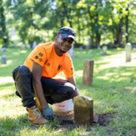 Restoration work at Rye's African-American Cemetery in June 2021 - 1