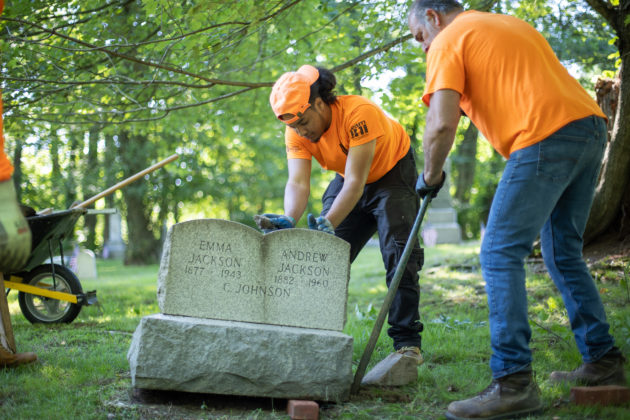 Restoration work at Rye's African-American Cemetery in June 2021 - 2
