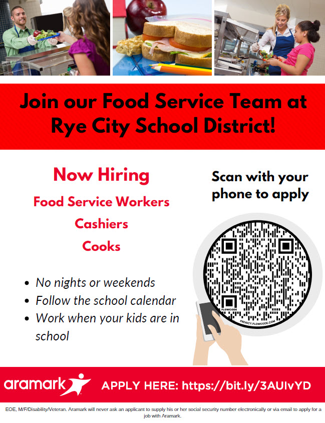 Rye City School District food service jobs 2021