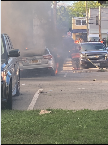 Car Fire in Car Park 2, Rye NY wake of Hurricane Ida - 2