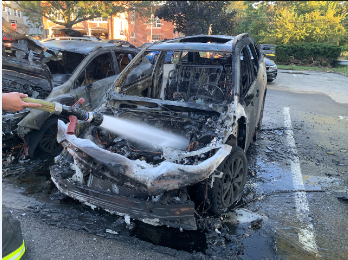 Car Fire in Car Park 2, Rye NY wake of Hurricane Ida - 3