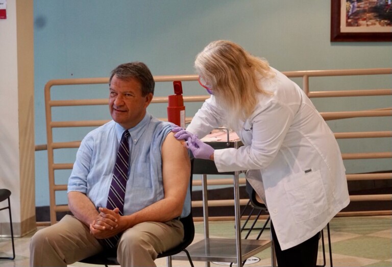 Rye Guy and County Boss George Latimer gets his flu shot September 23, 2021