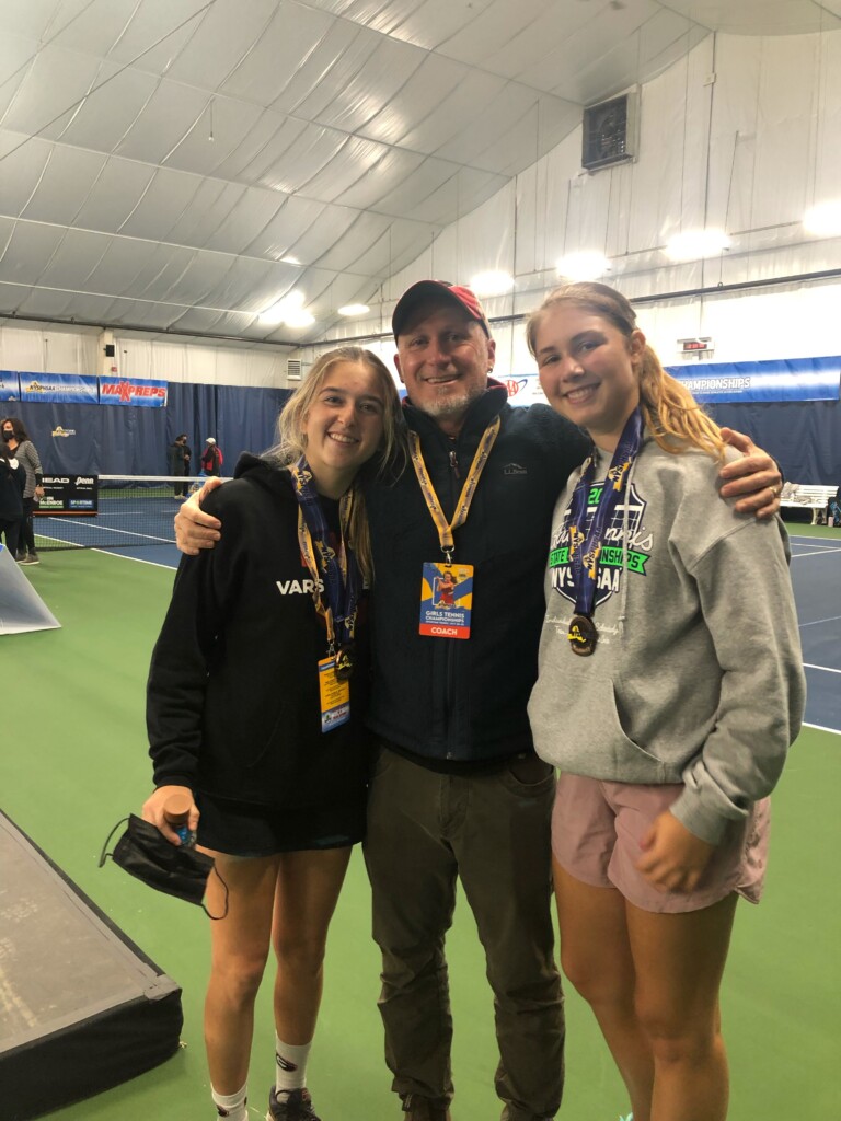 (PHOTO: One seriously proud Coach Campbell poses with his senior captains after they receive their All State medals in Schenectady.)