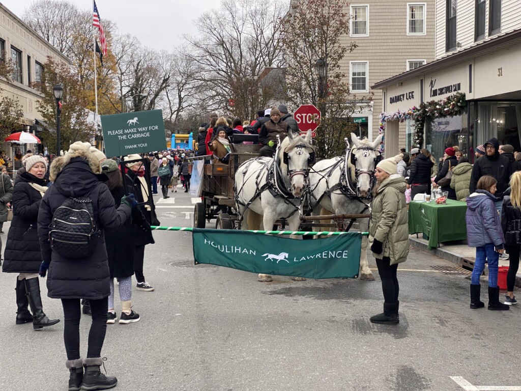 (PHOTO: Real estate agents from Houlihan Lawrence will take you to the next house showing by horse & carriage.)