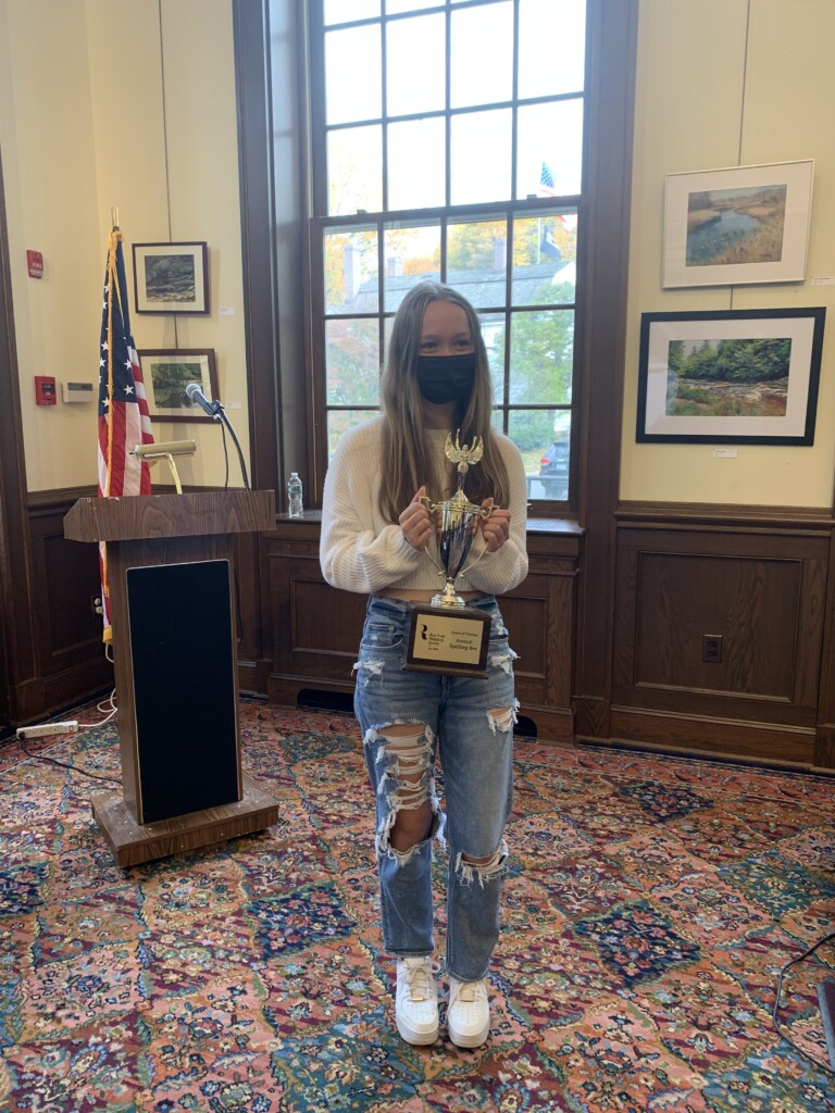 (PHOTO: Katelyn Haines, the Middle School winner of The Rye Free Reading Room's 4th Annual Spelling Bee on November 11, 2021.)