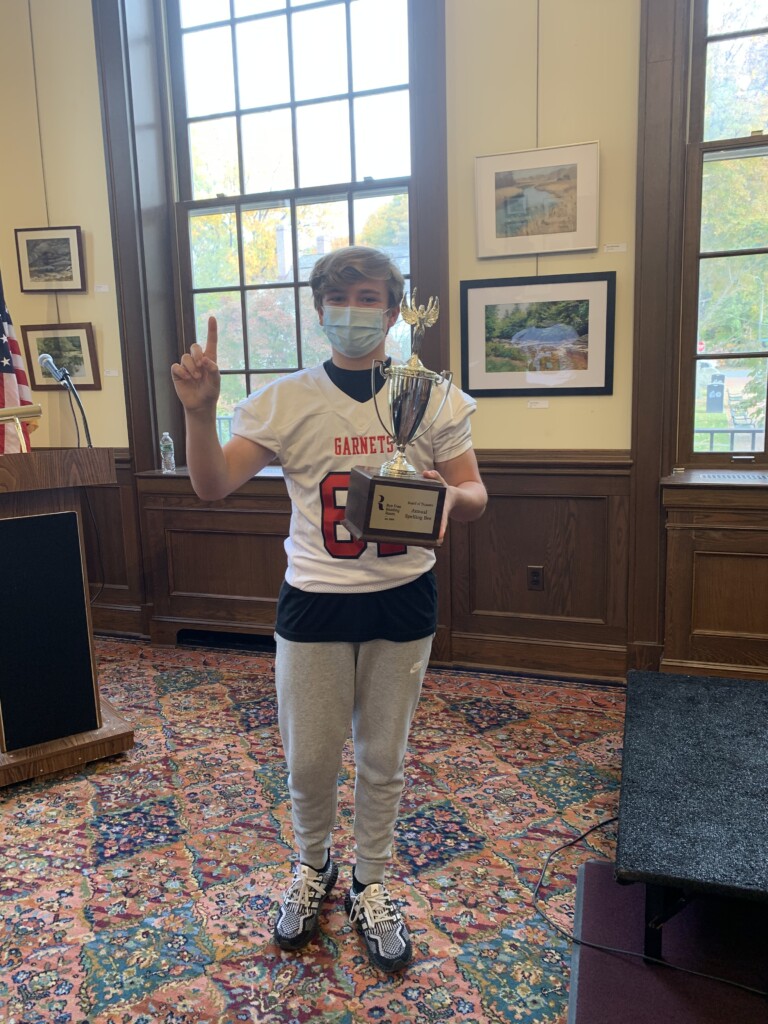 (PHOTO: Patrick Harrigan, the High School winner of The Rye Free Reading Room's 4th Annual Spelling Bee on November 11, 2021.)