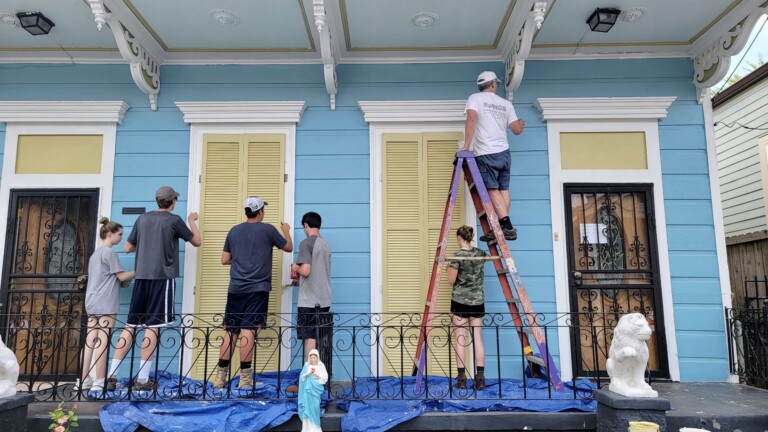 (PHOTO: The Rye Presbyterian Church New Orleans Youth Group mission works on various home repair projects.)