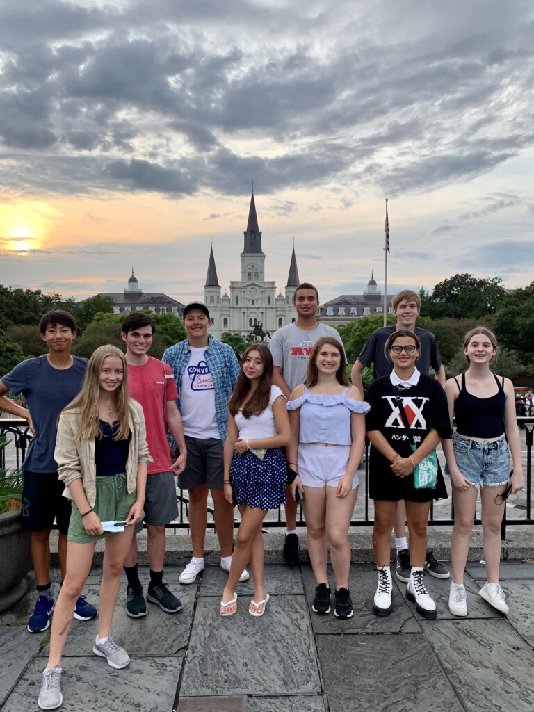 (PHOTO: The Rye Presbyterian Church New Orleans Youth Group mission in Jackson Square last summer. Kaplan is the fourth from the left.)